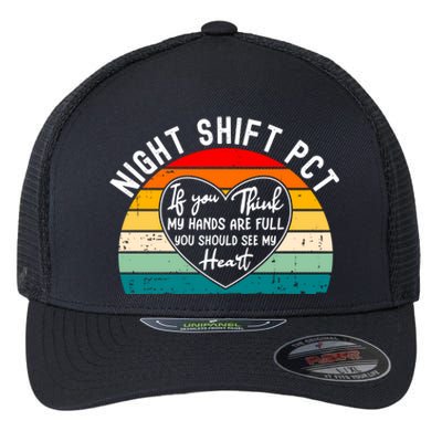 Night Shift Patient Care Tech Technician Appreciation Gift Flexfit Unipanel Trucker Cap