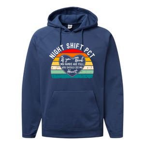 Night Shift Patient Care Tech Technician Appreciation Gift Performance Fleece Hoodie