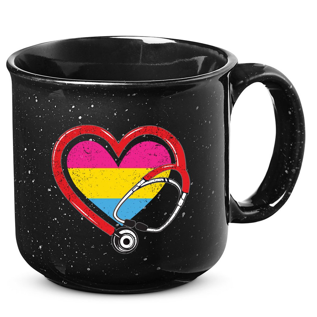 Nurse Stethoscope Pansexual Lgbtq Pride Heart Rn Nursing Funny Gift 15oz Campfire Ceramic Mug