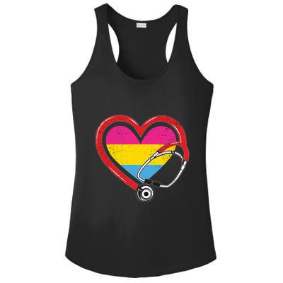 Nurse Stethoscope Pansexual Lgbtq Pride Heart Rn Nursing Funny Gift Ladies PosiCharge Competitor Racerback Tank