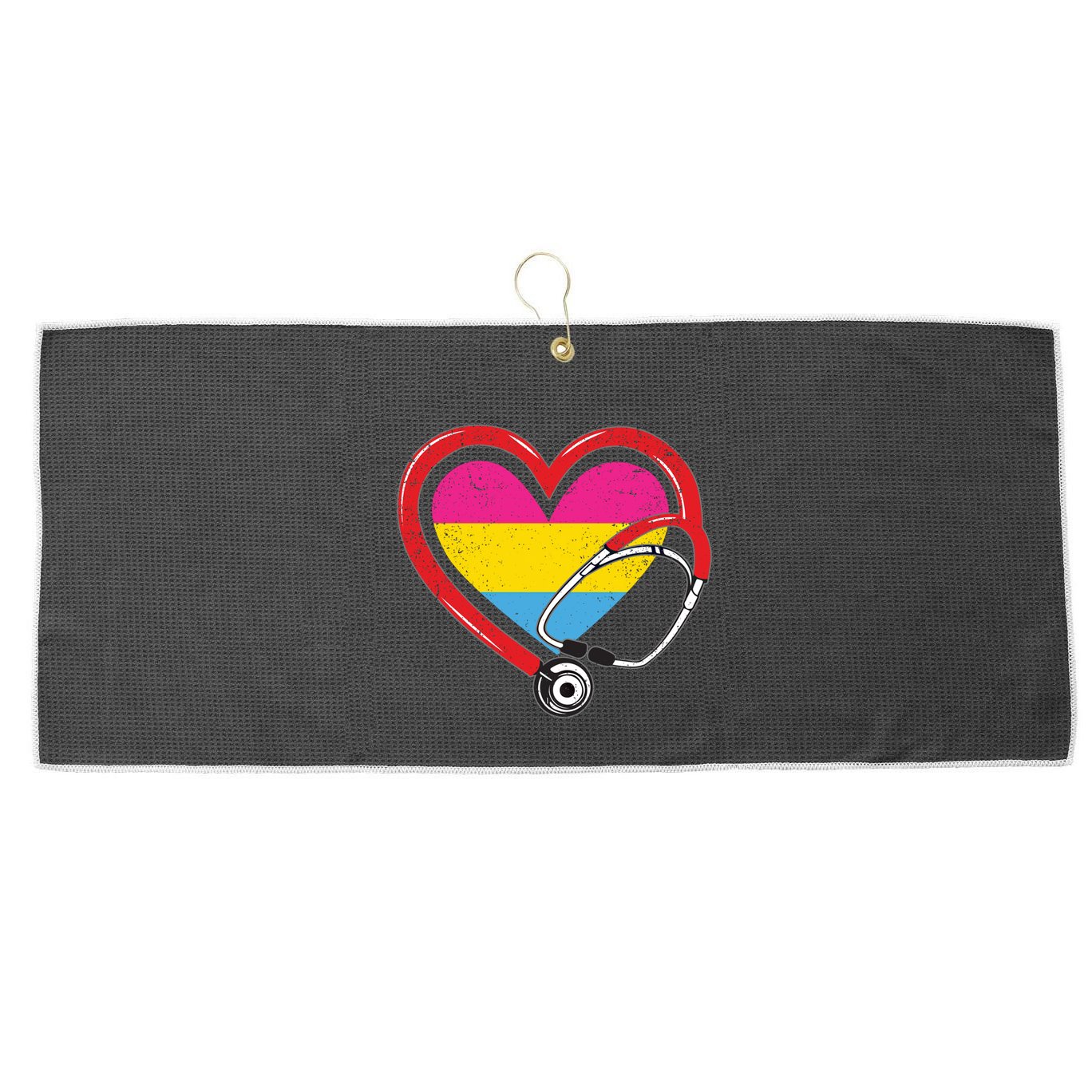 Nurse Stethoscope Pansexual Lgbtq Pride Heart Rn Nursing Funny Gift Large Microfiber Waffle Golf Towel