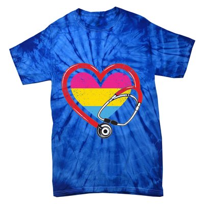 Nurse Stethoscope Pansexual Lgbtq Pride Heart Rn Nursing Funny Gift Tie-Dye T-Shirt