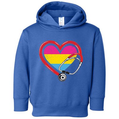 Nurse Stethoscope Pansexual Lgbtq Pride Heart Rn Nursing Funny Gift Toddler Hoodie