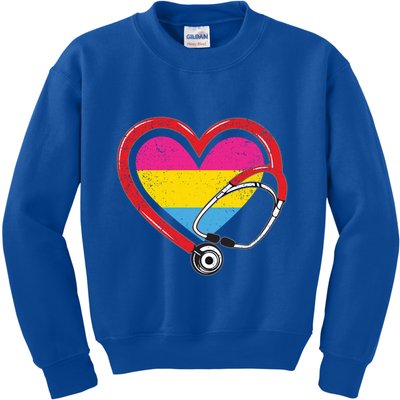 Nurse Stethoscope Pansexual Lgbtq Pride Heart Rn Nursing Funny Gift Kids Sweatshirt