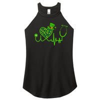 Nurse St Patricks Day Stethoscope Heartbeat Clover Women’s Perfect Tri Rocker Tank