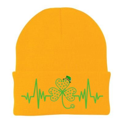 Nurse St Patricks Dayekg Shamrock Heart Beat Knit Cap Winter Beanie