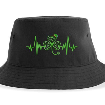 Nurse St Patricks Dayekg Shamrock Heart Beat Sustainable Bucket Hat