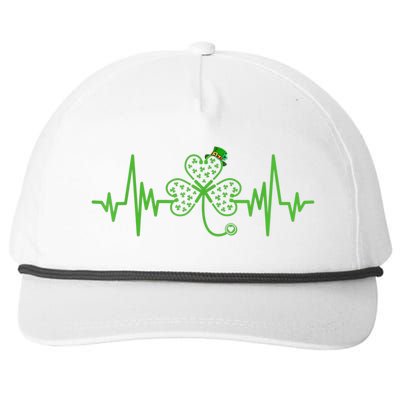 Nurse St Patricks Dayekg Shamrock Heart Beat Snapback Five-Panel Rope Hat