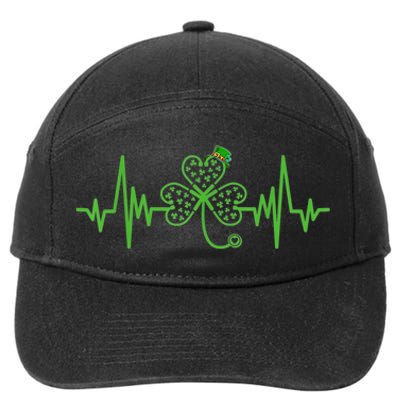 Nurse St Patricks Dayekg Shamrock Heart Beat 7-Panel Snapback Hat