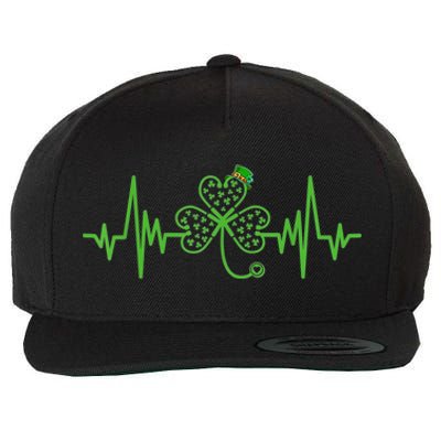 Nurse St Patricks Dayekg Shamrock Heart Beat Wool Snapback Cap