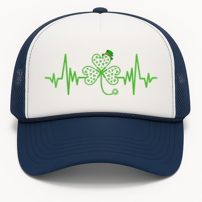 Nurse St Patricks Dayekg Shamrock Heart Beat Trucker Hat