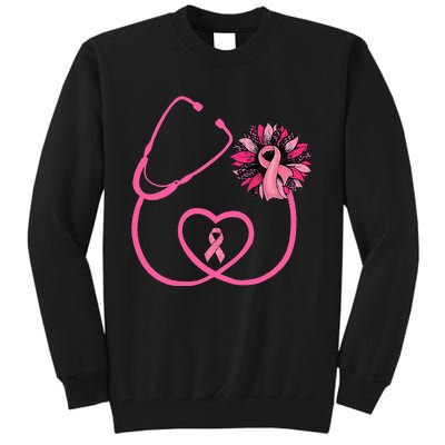 Nurse Sunflower P.I.N.K Ribbon Breast Cancer Awareness Tall Sweatshirt