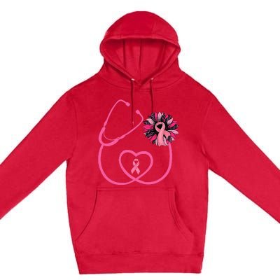 Nurse Sunflower P.I.N.K Ribbon Breast Cancer Awareness Premium Pullover Hoodie