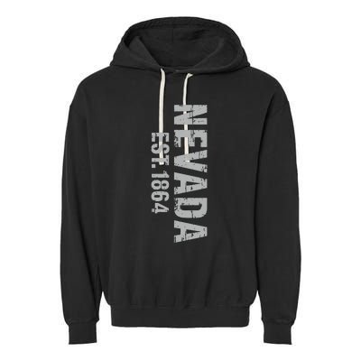 Nevada State Patriotic American Usa Cool Distressed Design Garment-Dyed Fleece Hoodie