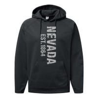 Nevada State Patriotic American Usa Cool Distressed Design Performance Fleece Hoodie