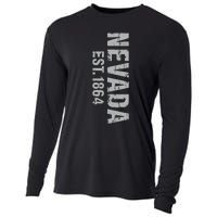 Nevada State Patriotic American Usa Cool Distressed Design Cooling Performance Long Sleeve Crew