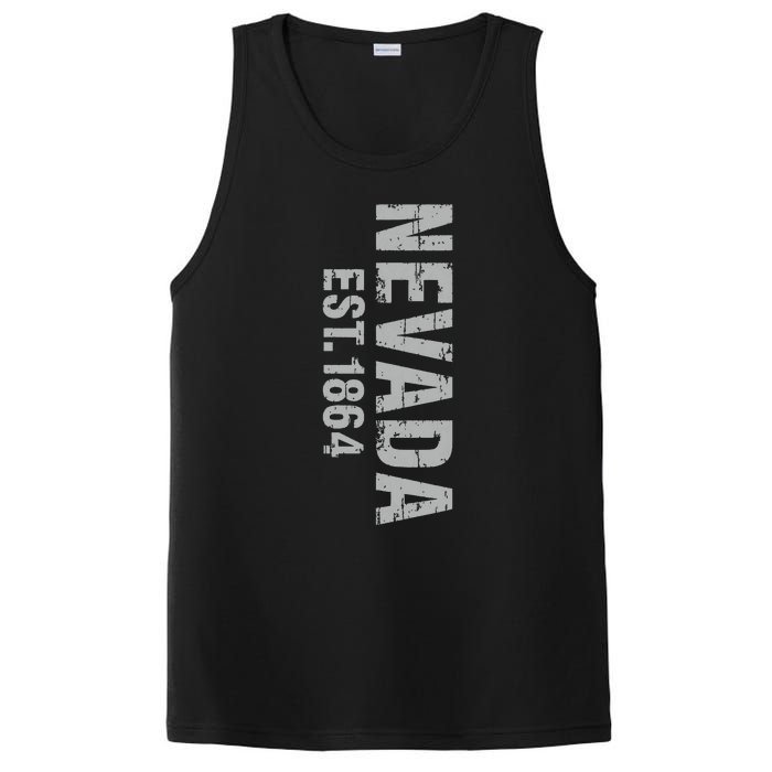 Nevada State Patriotic American Usa Cool Distressed Design PosiCharge Competitor Tank