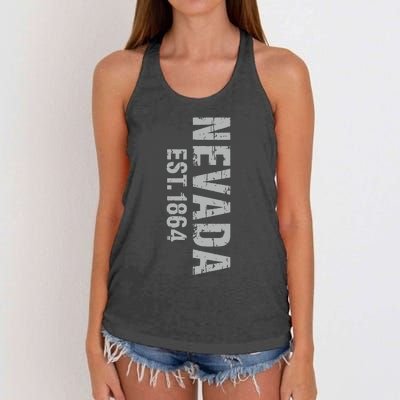 Nevada State Patriotic American Usa Cool Distressed Design Women's Knotted Racerback Tank