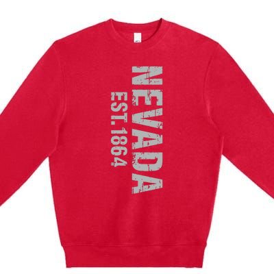 Nevada State Patriotic American Usa Cool Distressed Design Premium Crewneck Sweatshirt