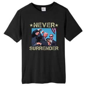 Never Surrender Pro Trump Trending Now Trump Shooter Chinese At Pennsylvania Tall Fusion ChromaSoft Performance T-Shirt