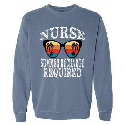 Nurse Summer Recharge Required Funny Vintage Sunglasses Garment-Dyed Sweatshirt