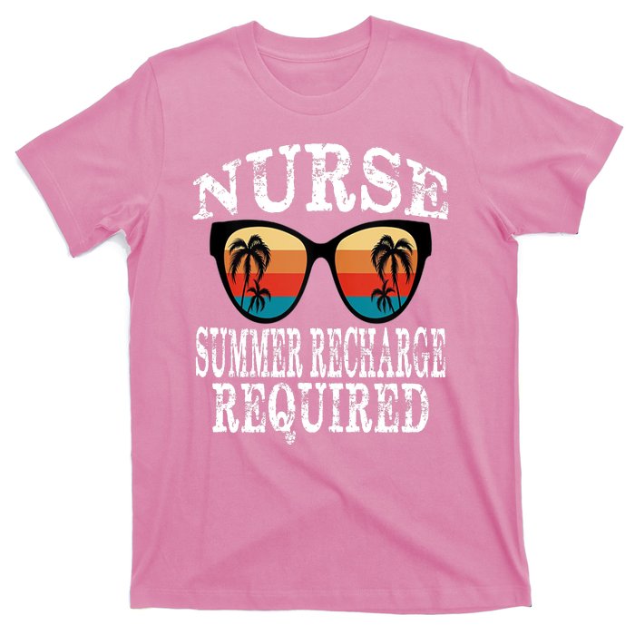 Nurse Summer Recharge Required Funny Vintage Sunglasses T-Shirt