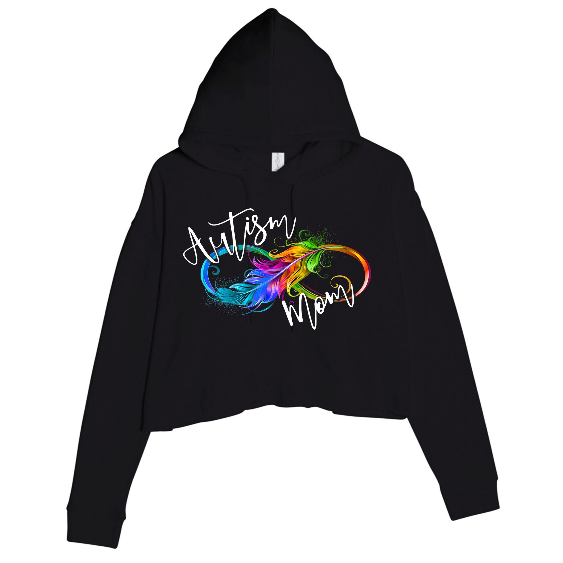 Neurodiversity Symbol Rainbow Infinity Autism Mom Awareness Crop Fleece Hoodie