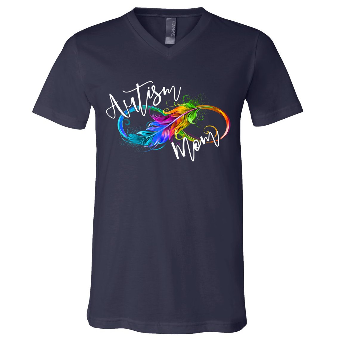 Neurodiversity Symbol Rainbow Infinity Autism Mom Awareness V-Neck T-Shirt