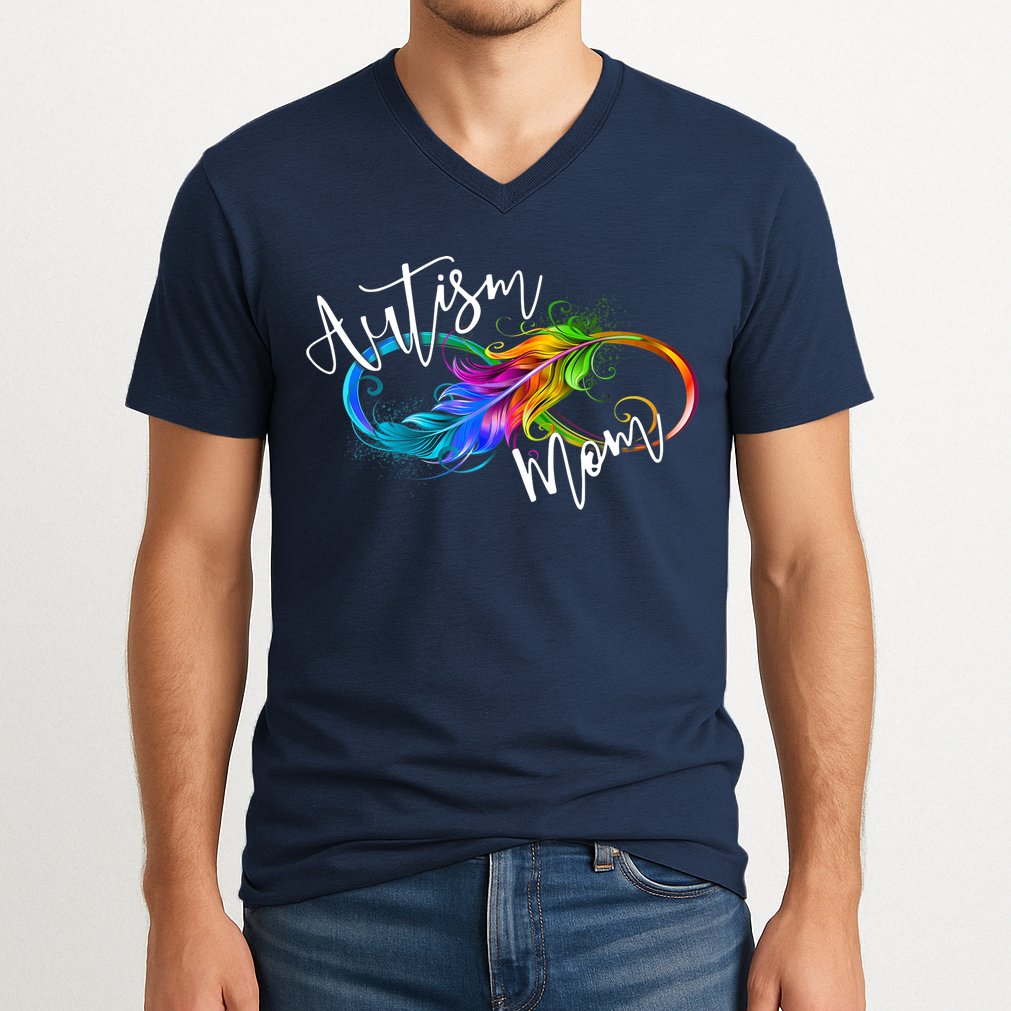 Neurodiversity Symbol Rainbow Infinity Autism Mom Awareness V-Neck T-Shirt