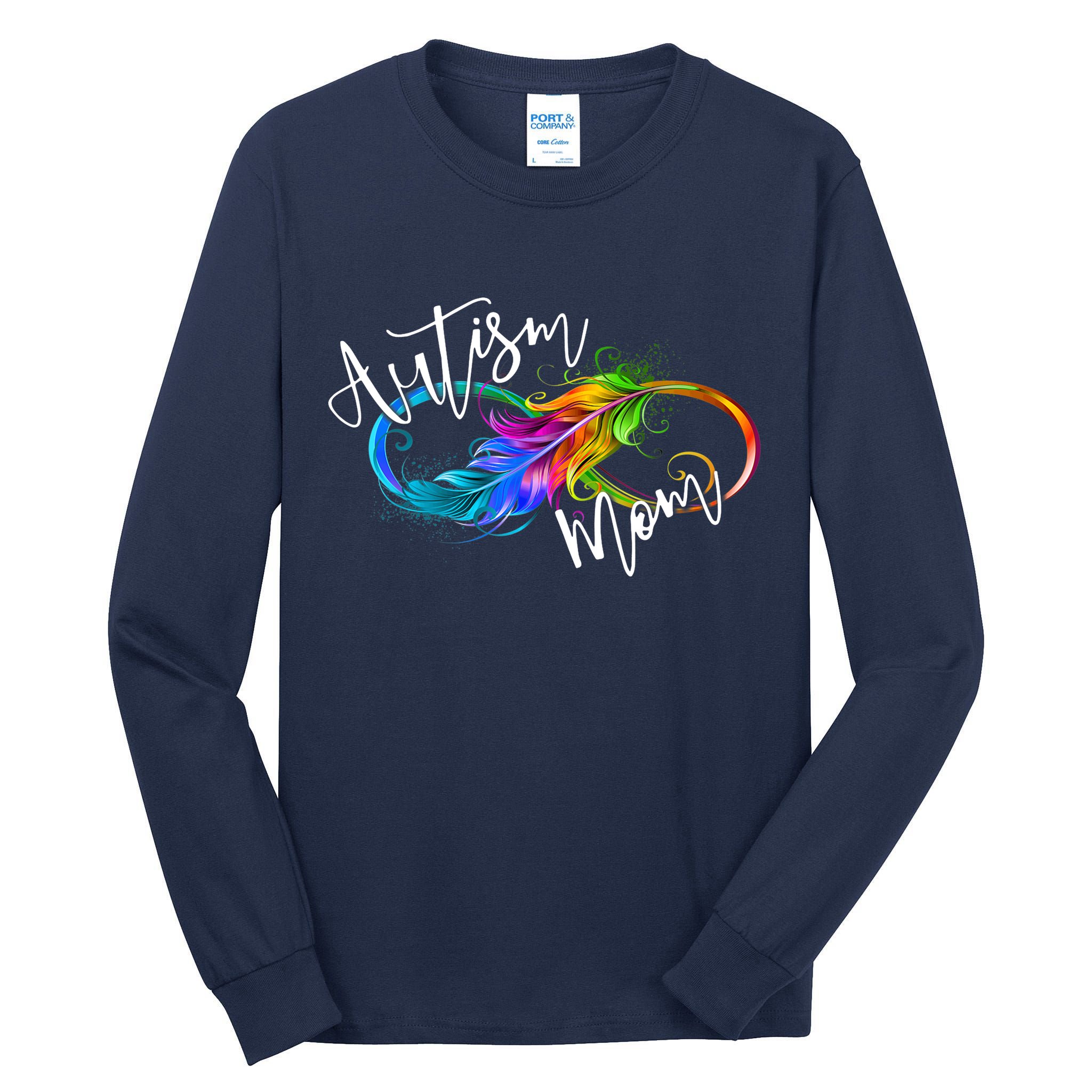 Neurodiversity Symbol Rainbow Infinity Autism Mom Awareness Tall Long Sleeve T-Shirt