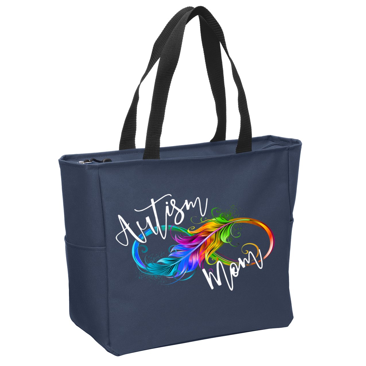Neurodiversity Symbol Rainbow Infinity Autism Mom Awareness Zip Tote Bag