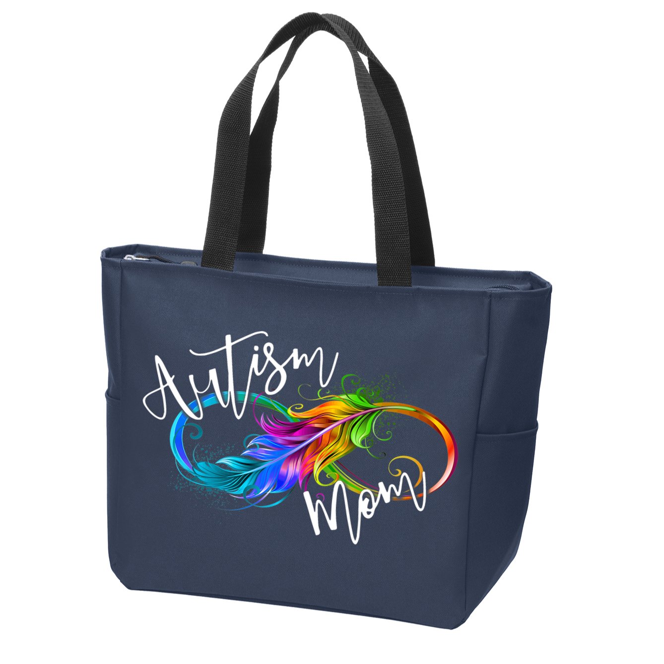Neurodiversity Symbol Rainbow Infinity Autism Mom Awareness Zip Tote Bag