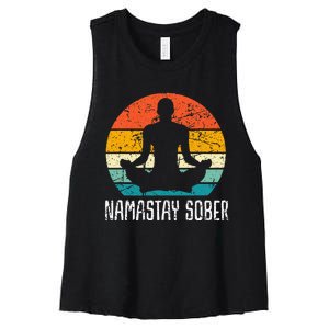 Namastay Sober Recovery Support Sobriety Na Aa Women's Racerback Cropped Tank