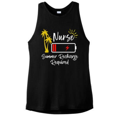 Nurse Summer Recharge Required Last day School Nurses Ladies PosiCharge Tri-Blend Wicking Tank