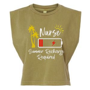 Nurse Summer Recharge Required Last day School Nurses Garment-Dyed Women's Muscle Tee