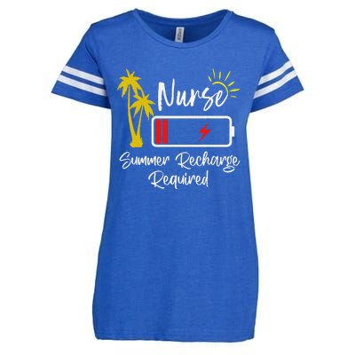 Nurse Summer Recharge Required Last day School Nurses Enza Ladies Jersey Football T-Shirt