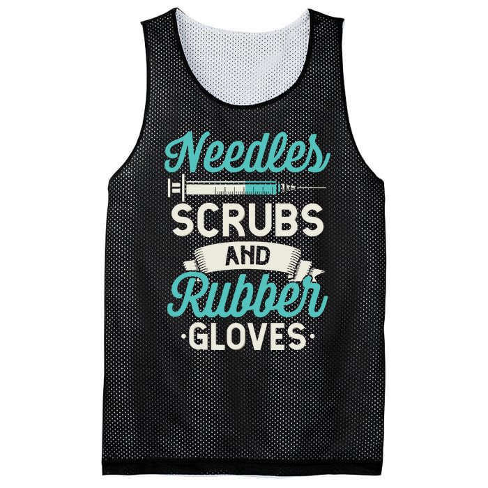 Needles Scrubs Rubber Gloves Funny RN Phlebotomy Nurse Mesh Reversible Basketball Jersey Tank