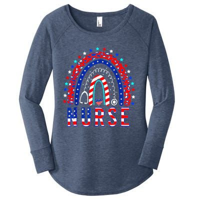 Nurse Stethoscope Rainbow Memorial Day Women's Perfect Tri Tunic Long Sleeve Shirt