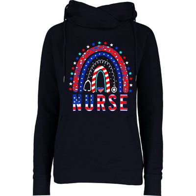 Nurse Stethoscope Rainbow Memorial Day Womens Funnel Neck Pullover Hood