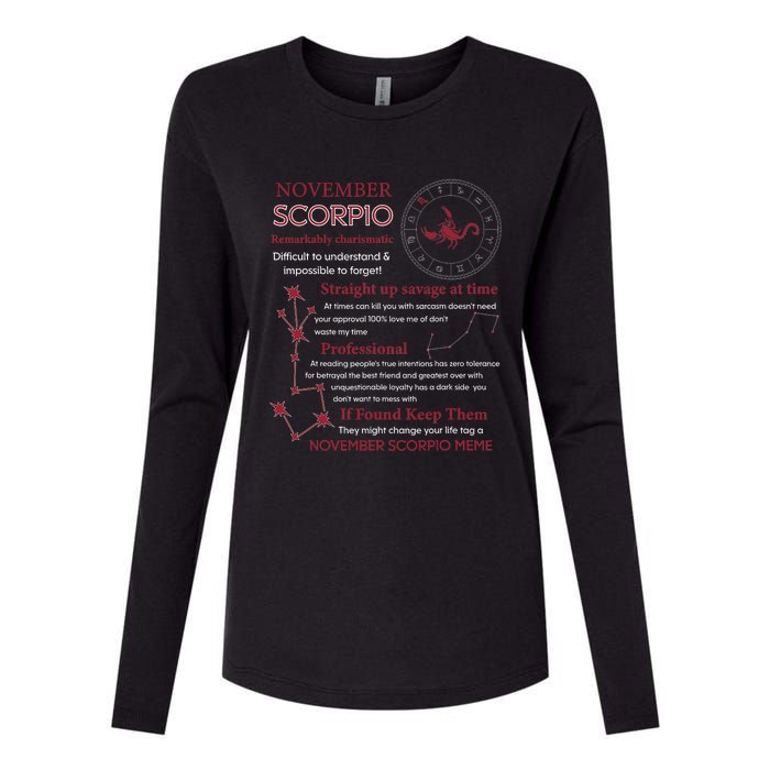 November Scorpio Remarkably Charismatic Difficult Understand Womens Cotton Relaxed Long Sleeve T-Shirt