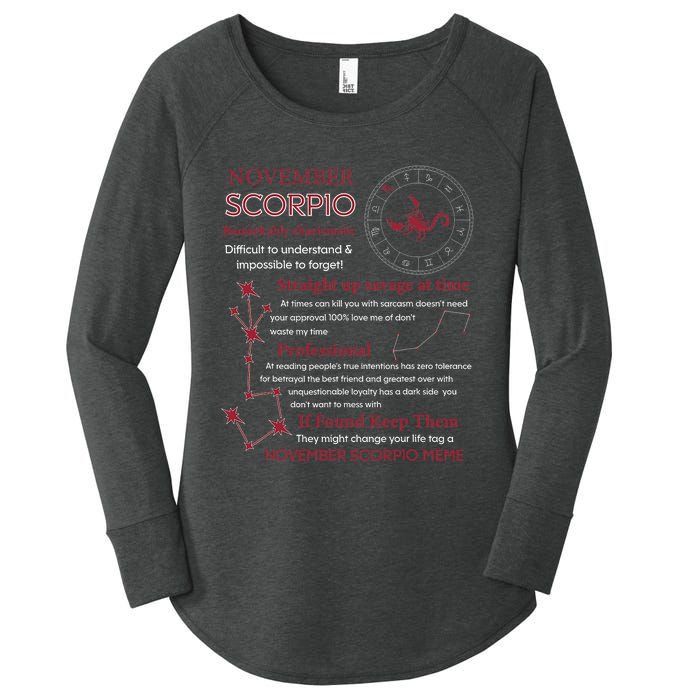 November Scorpio Remarkably Charismatic Difficult Understand Women's Perfect Tri Tunic Long Sleeve Shirt