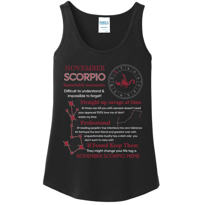 November Scorpio Remarkably Charismatic Difficult Understand Ladies Essential Tank