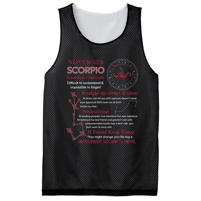 November Scorpio Remarkably Charismatic Difficult Understand Mesh Reversible Basketball Jersey Tank