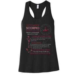 November Scorpio Remarkably Charismatic Difficult Understand Women's Racerback Tank