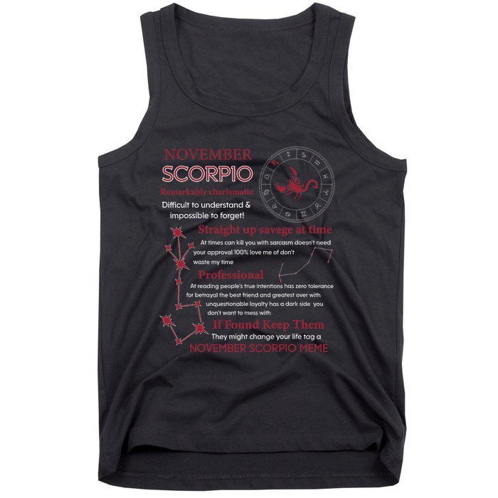 November Scorpio Remarkably Charismatic Difficult Understand Tank Top