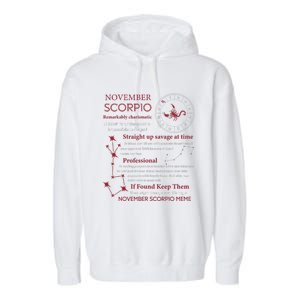 November Scorpio Remarkably Charismatic Difficult Understand Garment-Dyed Fleece Hoodie