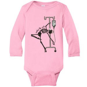 Nurse Skeleton Retro Halloween Nurse Patient Care Tech Propofol Baby Long Sleeve Bodysuit