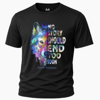 No Story Should End Too Soon Suicide Awareness Teal Wolf Cooling Performance Crew T-Shirt