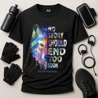 No Story Should End Too Soon Suicide Awareness Teal Wolf Cooling Performance Crew T-Shirt