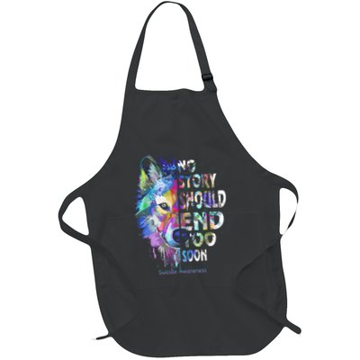 No Story Should End Too Soon Suicide Awareness Teal Wolf Apron
